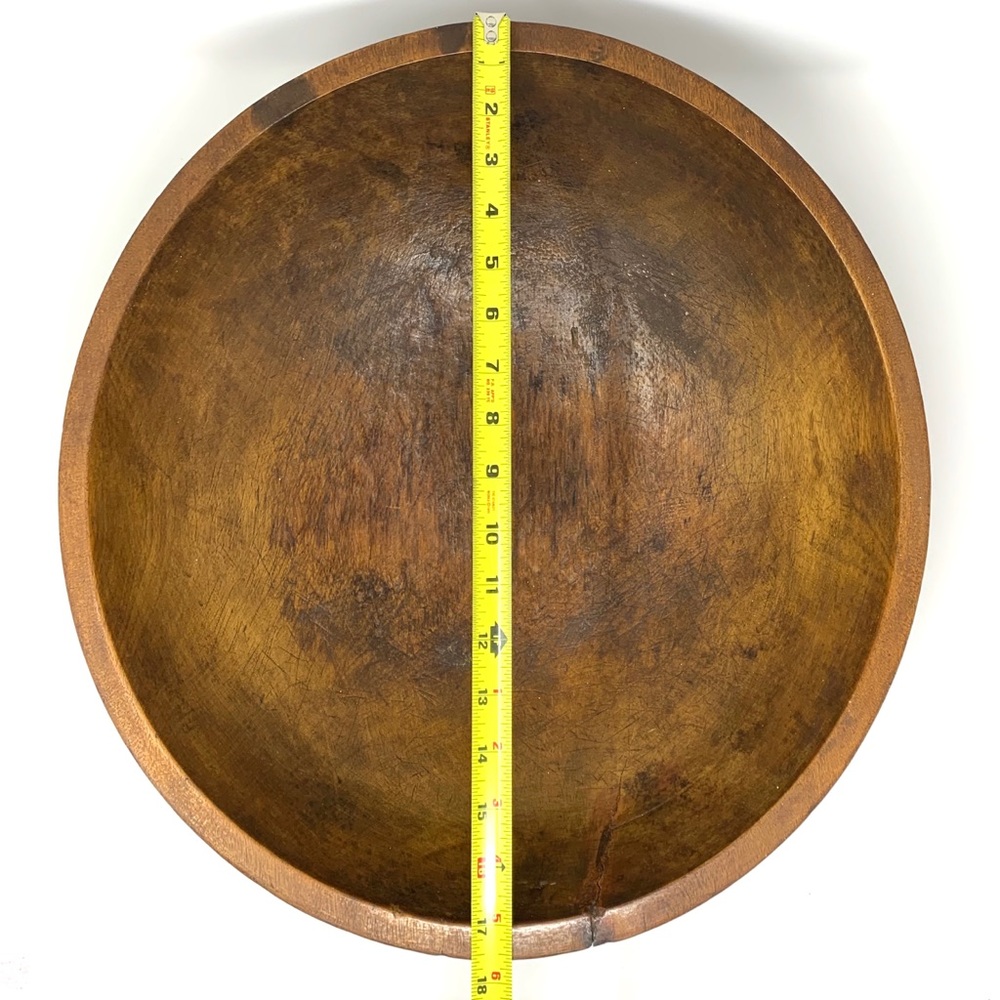 Primitive 16.25”-17.5” Wood Dough Bowl - Picture 11 of 12